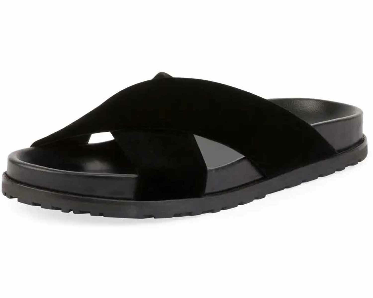 Saint Laurent Jimmy Joan Cross Sandal Slide Slipper Black