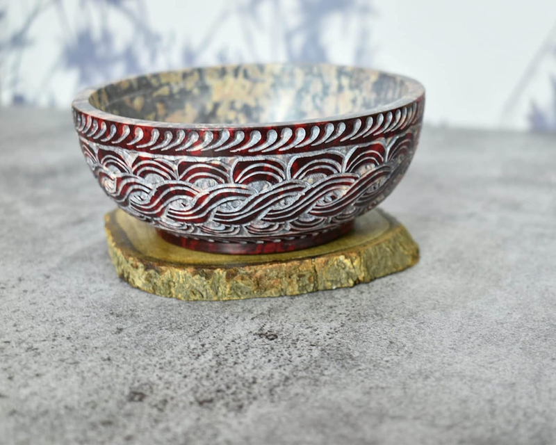 Soapstone Smudge Bowl for Scrying - 5”X 2” - Incense Burner, Wiccan Rituals, Div