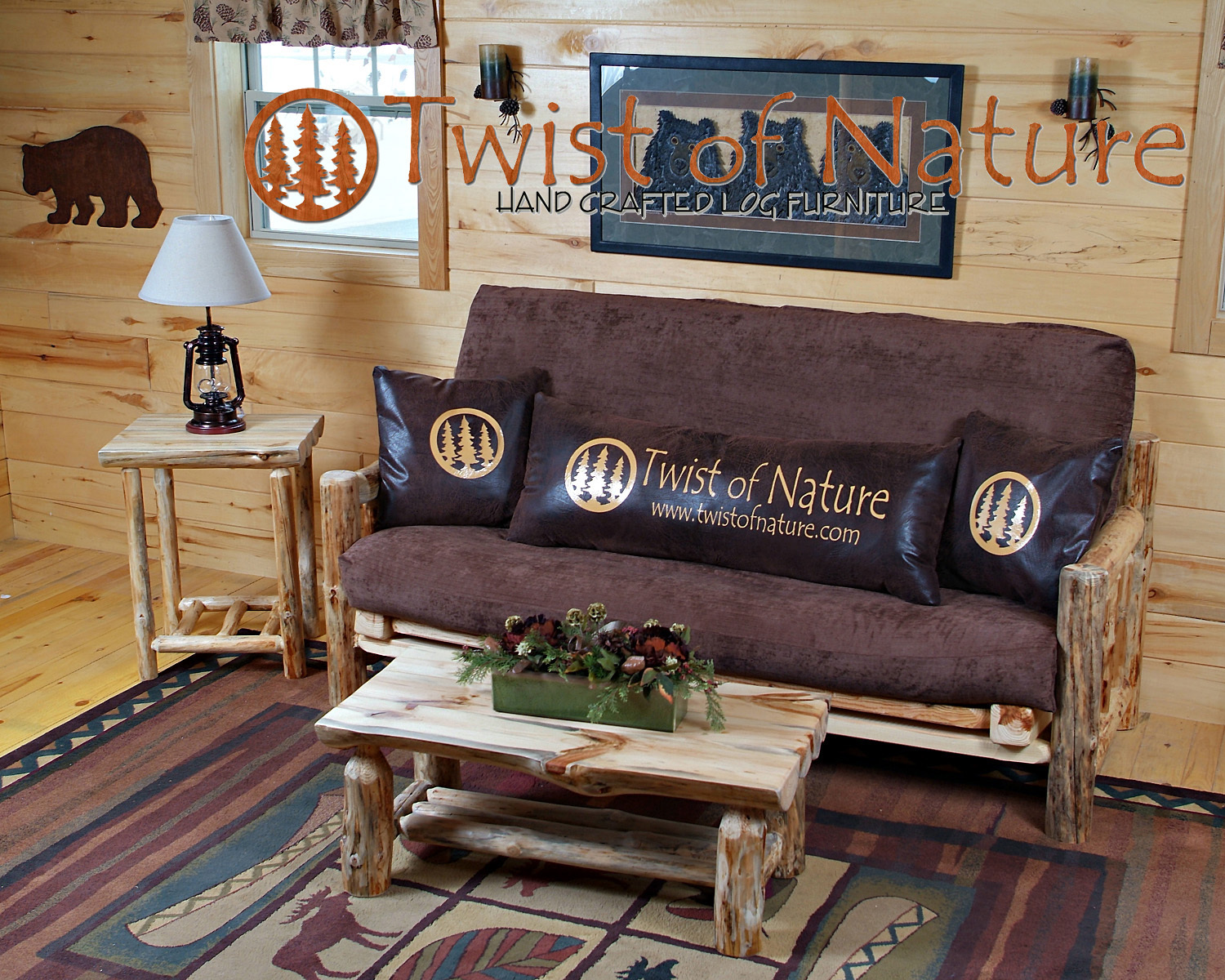 Rustic Log Futon! Available in 3 sizes! Love