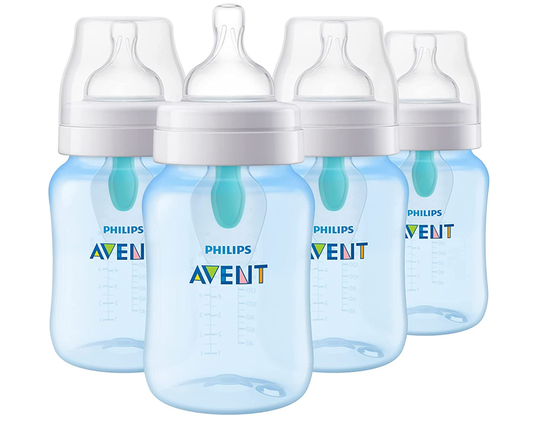 Anti-Colic Baby Bottle 9Oz 4Pk Airfree Vent Blue SCY703/24