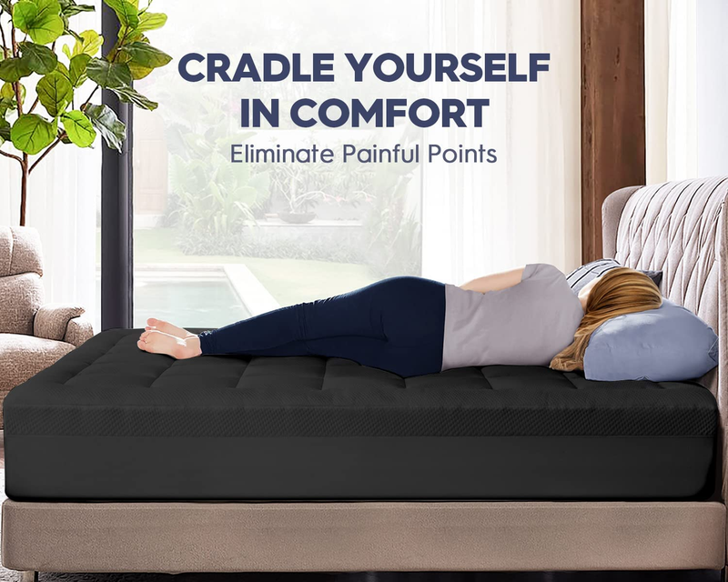 Dual Layer 4 Inch Memory Foam Mattress Topper Cooling Gel Bamboo Pillow Top Pad