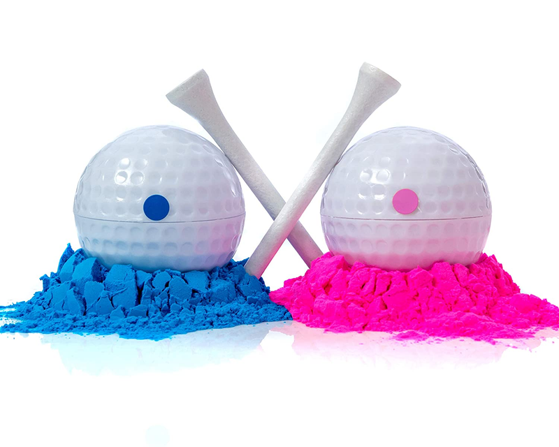 Balls Exploding Golf Ball Set (1 Pink + 1 Blue + 2 Wooden Tee