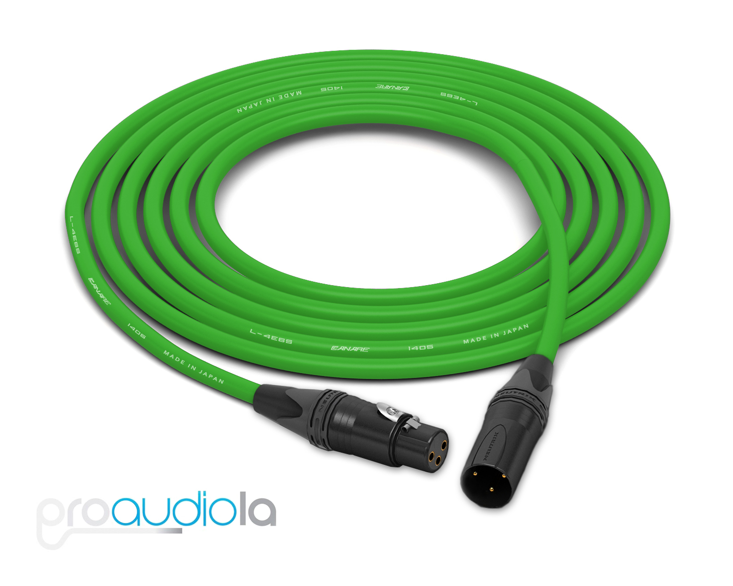 Canare Quad Cable L-4E6S | Neutrik Gold XLR-F XLR-M | Green 12