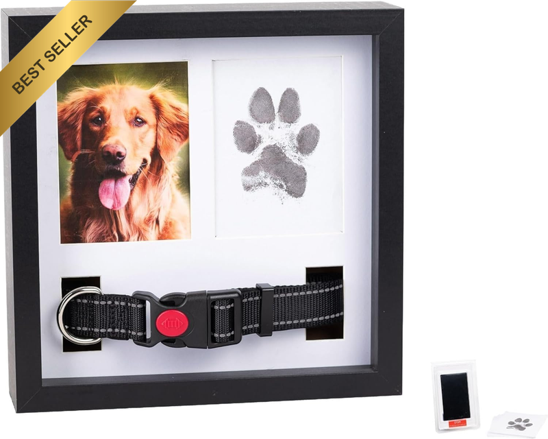 Dog Cat Pet Memorial Picture Frame, Paw Print Kit & Collar Holder - Sympathy for