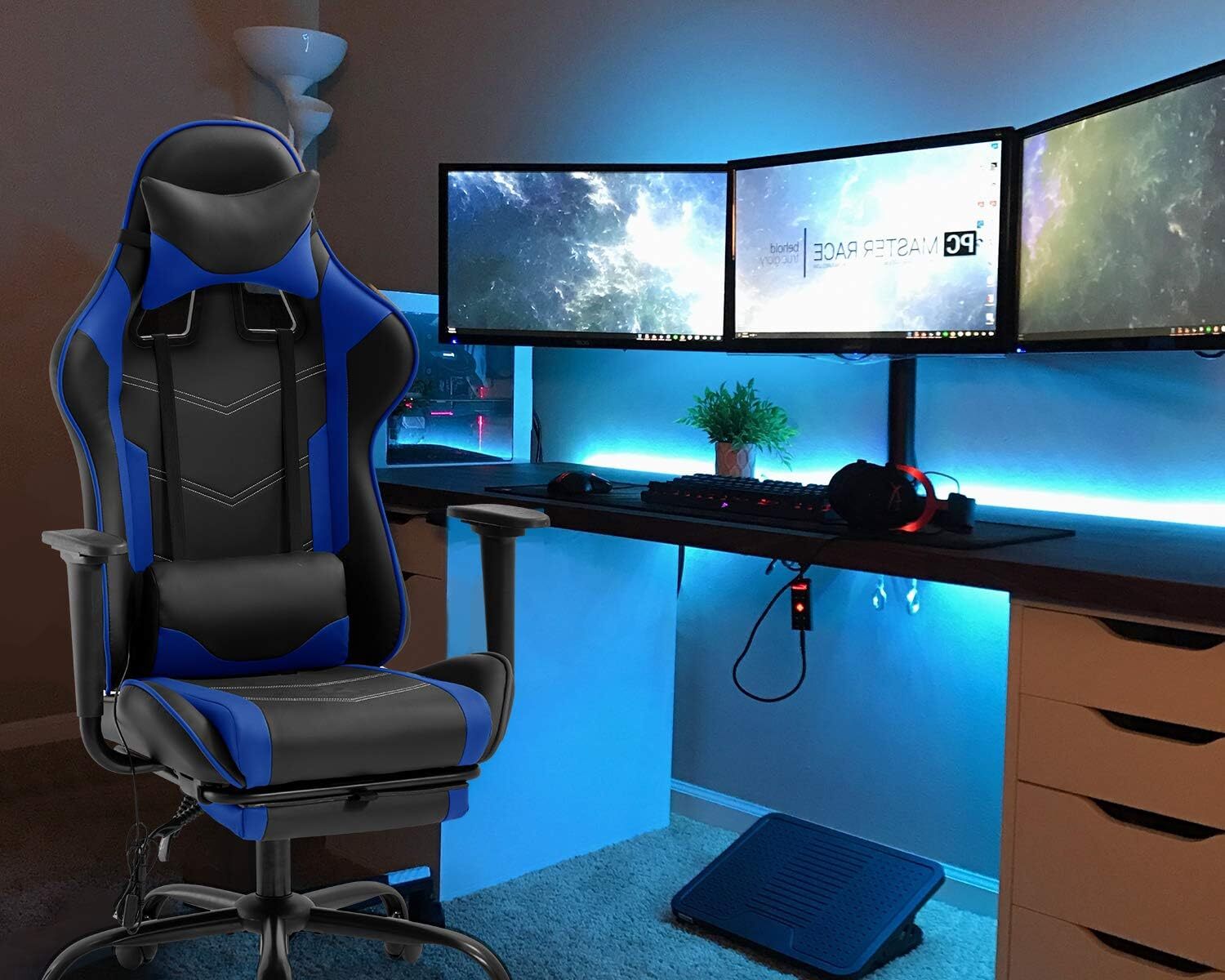 Ergonomic Desk Chai Massage PU Leather Recliner Computer Chair w/ Lumbar Support