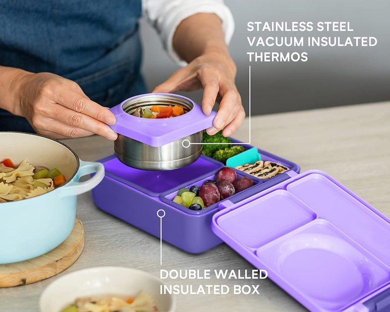 Omie Omiebox Insulated Bento Lunch Box with Leak Proof Thermos Food Jar-3 Compar