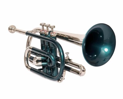 GREEN NICKEL FINISH Bb FLAT CORNET TRUMPET +FREE CASE+MOUTHPIECE