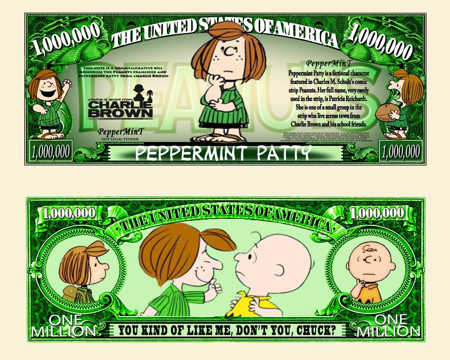 Peppermint Patty Million Dollar US Charlie Brown Snoopy