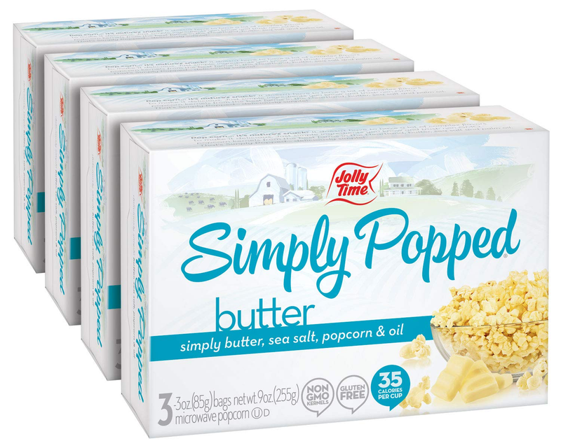 JOLLY TIME Simply Popped | Natural Microwave Popcorn with Ghee Clarified Butter,