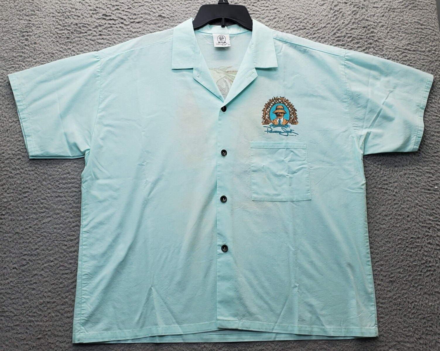 新品tigrebrocante bartuckshirtjbcket Vtg Panama Jack Shirt Mens M Blue Graphic Chest Pockets