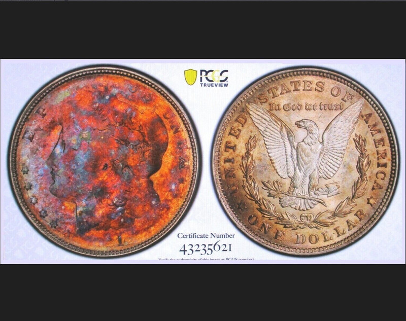 1921 Morgan Dollar Ms62  DUAL TONED ARTISTIC GEM Mint