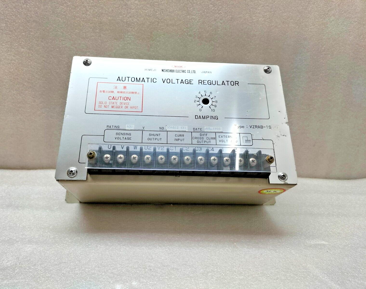 NISHISHIBA ELECTRIC VZRAB-1S(P) AUTOMATIC VOLTAGE REGULATOR