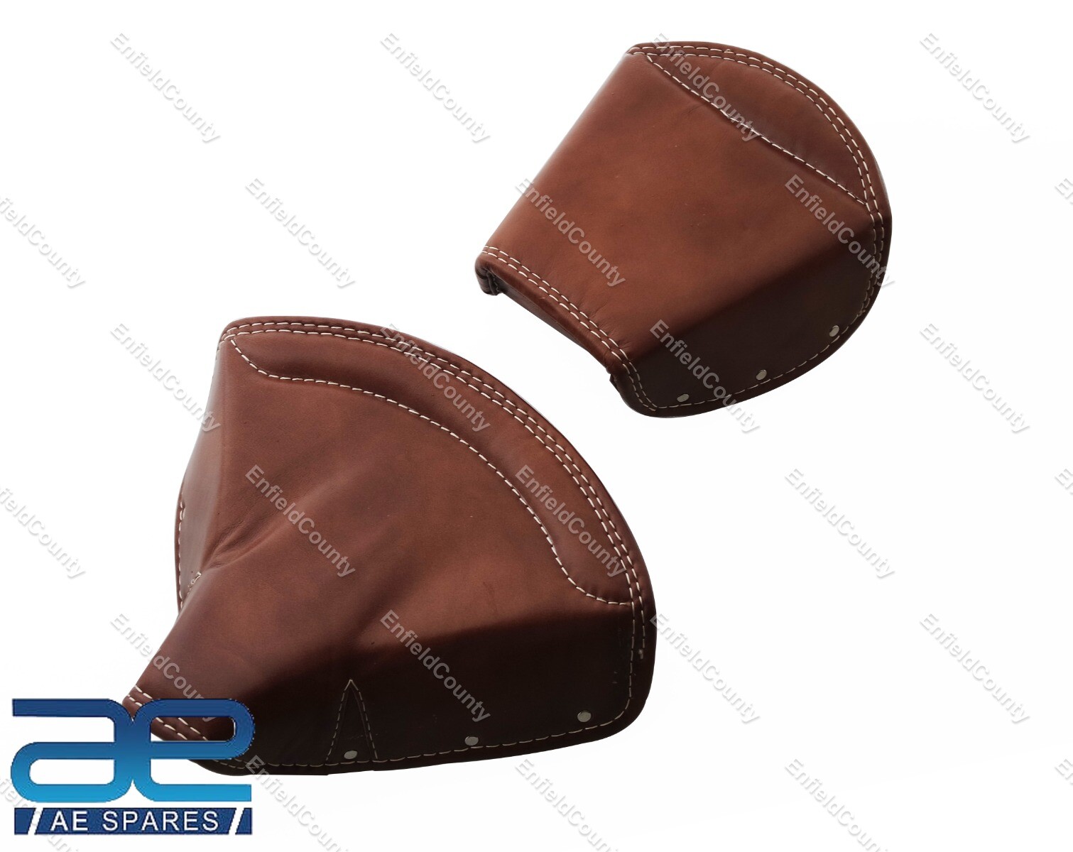 For Royal Enfield Lycett Faux Leather Front & Rear Solo Seat Cover Pair  