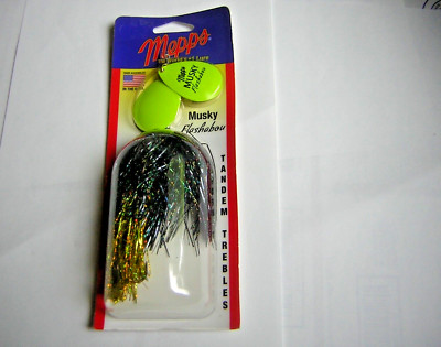 NEW One (1) Mepps Musky Flashabou Double Blade Spinner (BLACK/CHART, 1-1/2oz)