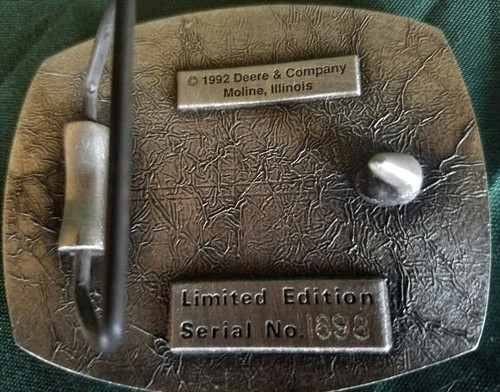 John Deere Tractors Engine Overhaul Parts; VTG. LIMITED ED.#1698 Belt Buckle