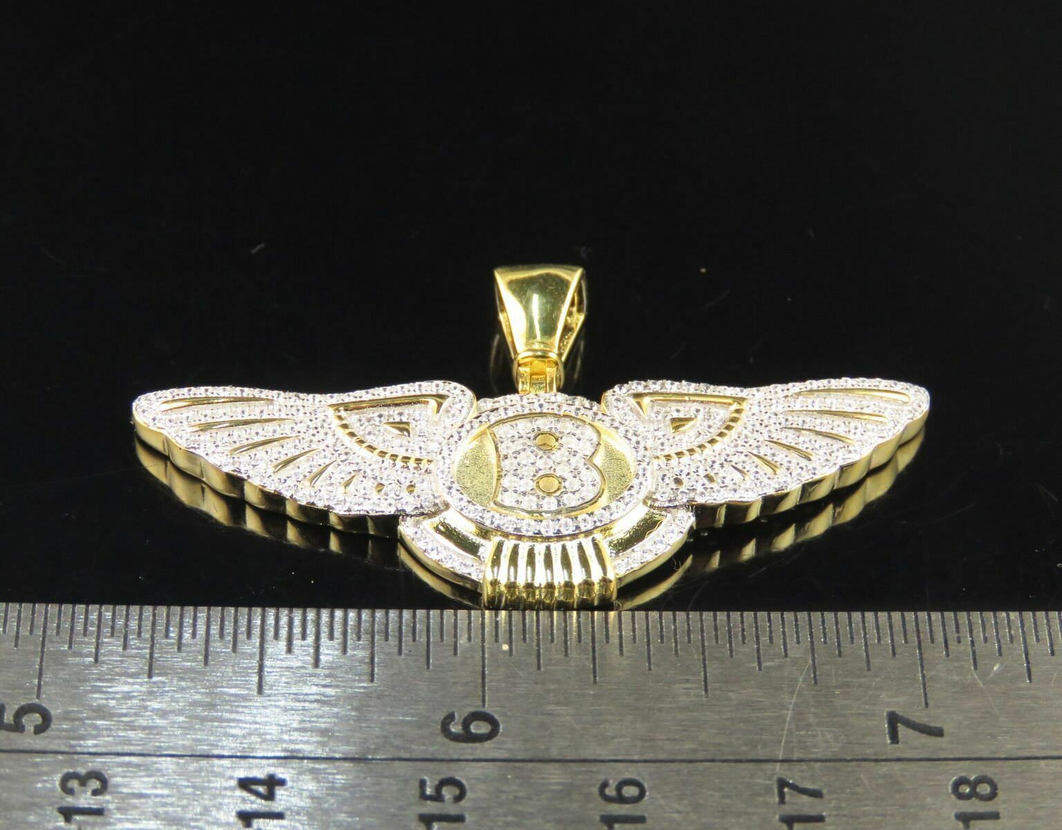 Pre-owned Online0369 2.18 Ct Pass Tester Moissanite Flying B Wings Men's Charm Pendant Silver In White