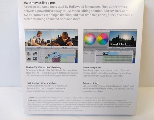 Apple Final Cut Express 4 HD Editing Software Upgrade With S/N Keys Serial #s