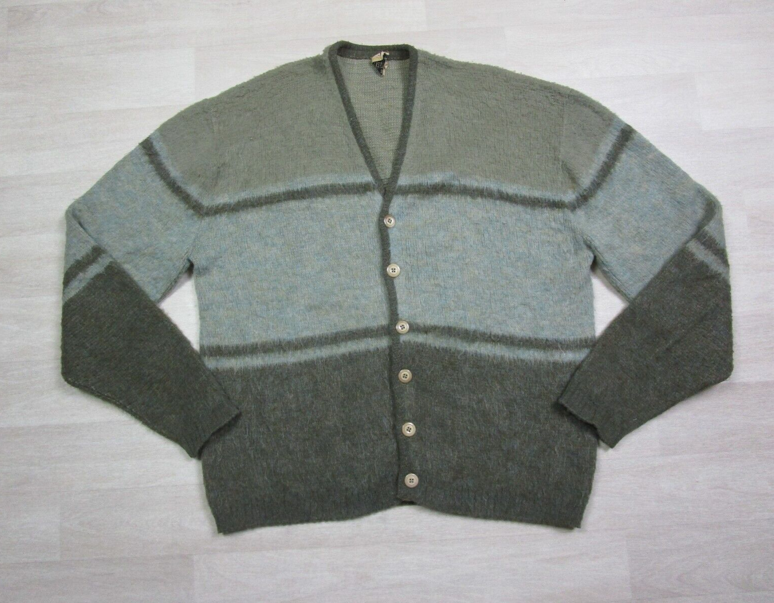 Mohair Blend Striped Cardigan Sweater XL Vintage 60s Campus Mohair Blend Striped Cardigan Sweater XL Vintage 60s Campus