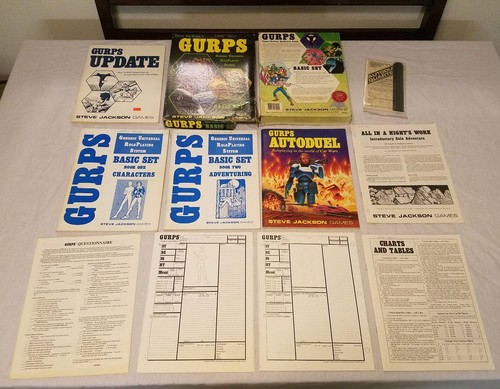 VTG (1986) STEVE JACKSON'S GURPS ROLEPLAYING GAME BASIC SET + MORE (UNUSED)
