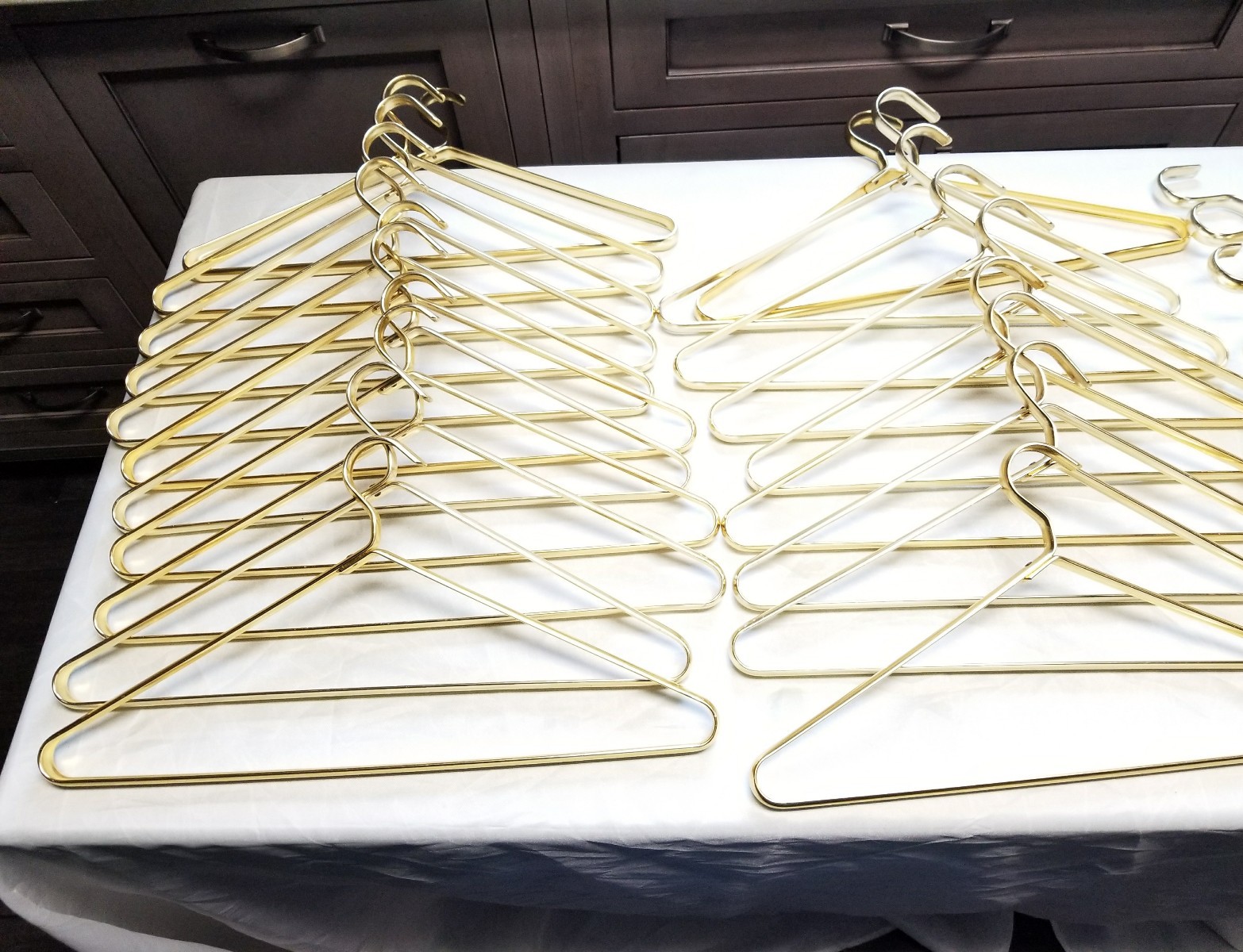 27 VINTAGE BRASS COAT CLOTHES HANGERS WIDE THICK HIGH QUALITY DURABLE STURDY