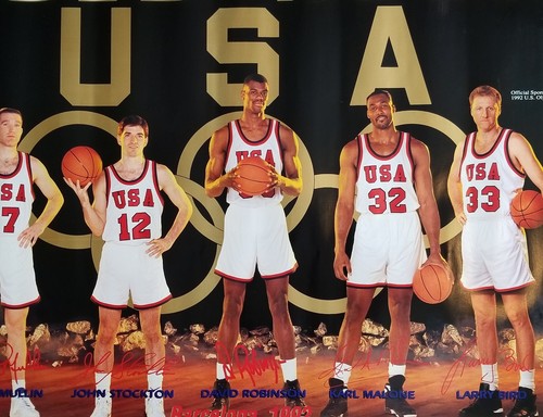 Vintage 1992 Barcelona Olympics Gold Rush USA Basketball Poster kellogg's rare