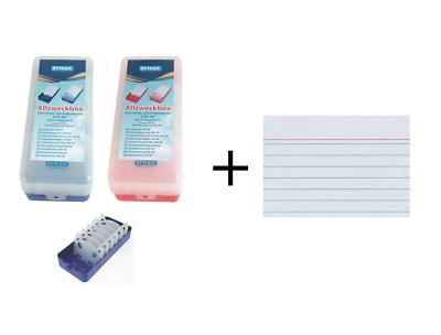 2x Lernbox / Karteikasten / DIN A8 / je 1x blau + rot + 1000 Karteikarten