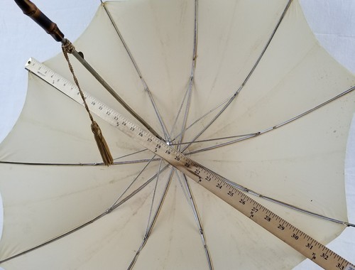 fine vintage Bergdorf Goodman umbrella wood handle cream color has some stains