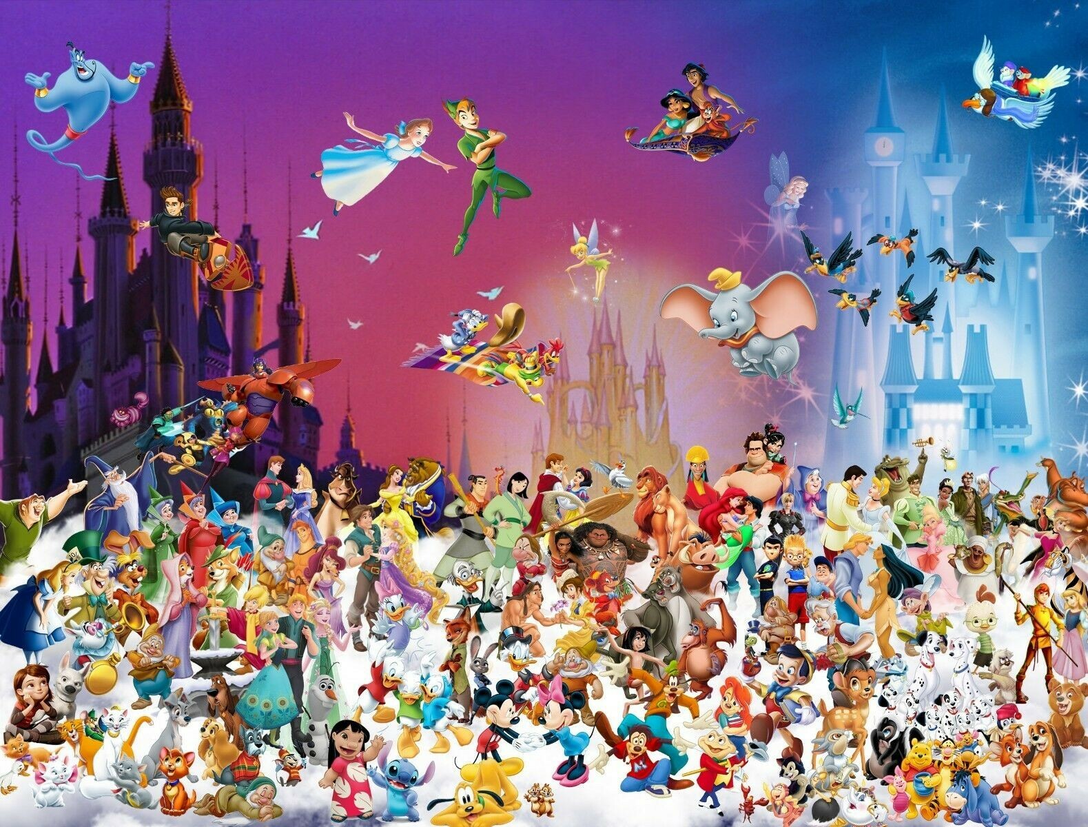 印刷物 Disney - Disney Character Art Collection DISNEY ALL CHARACTERS CANVAS WALL ART ABSTRACT FRAMED 20X30
