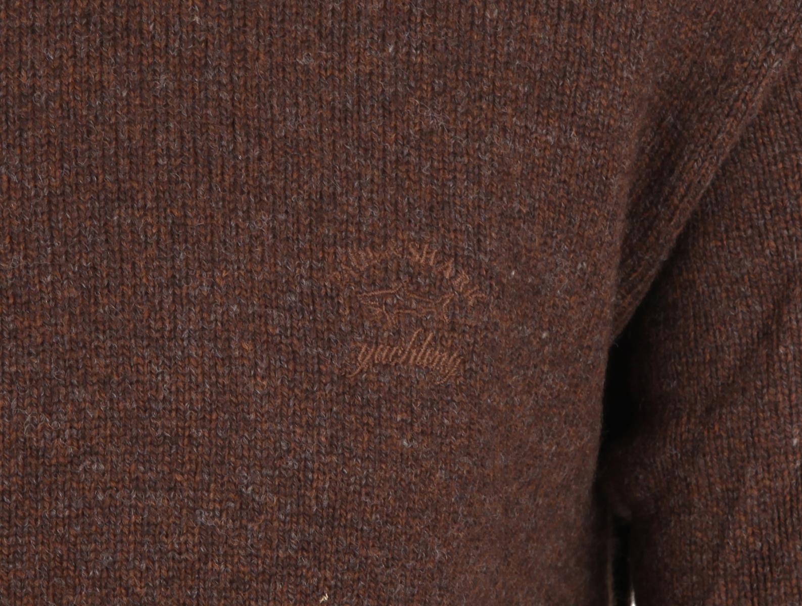 Pre-owned Paul & Shark Yachting Sweater Jumper Troyer Size Xl 100% Wool Zipper Brown