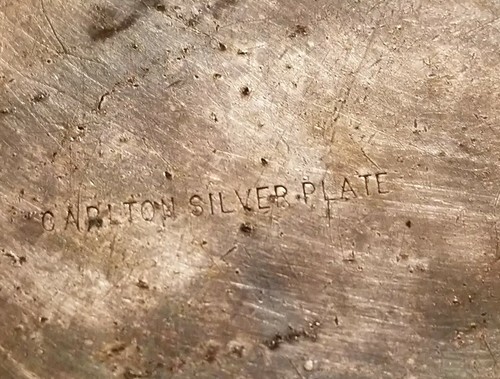 Antique CARLTON Silver Plate Baby Cup Etched BABY Cloud Ornate Handle WaxInside