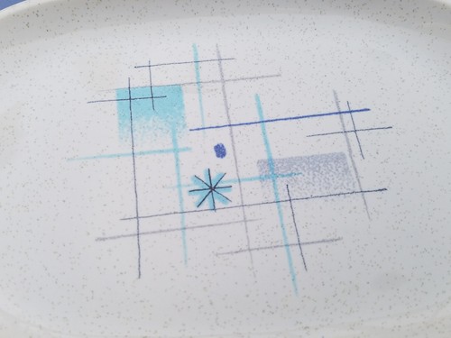 Franciscan China Modern Oasis Pattern Tray / Butter Base Atomic Era