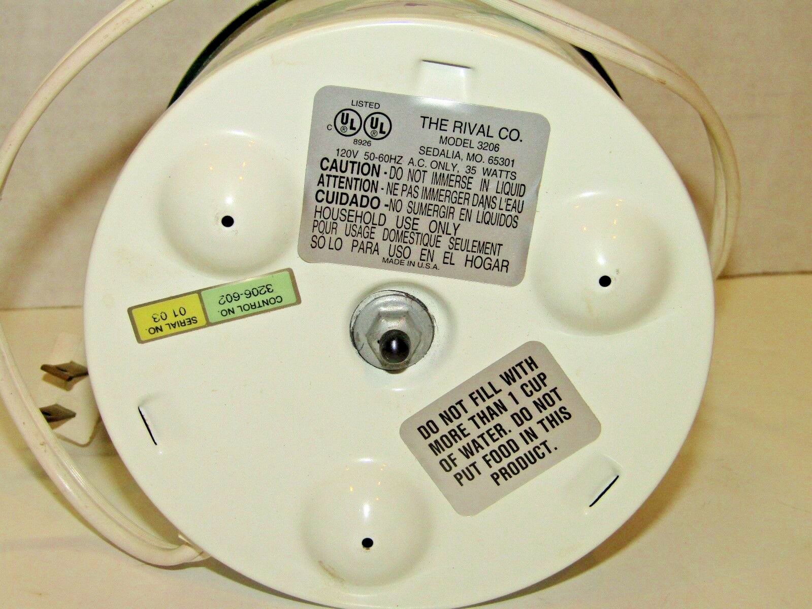Rival Potpourri Electric Crock Grape Vine Design In Box Tested Works 3206GR