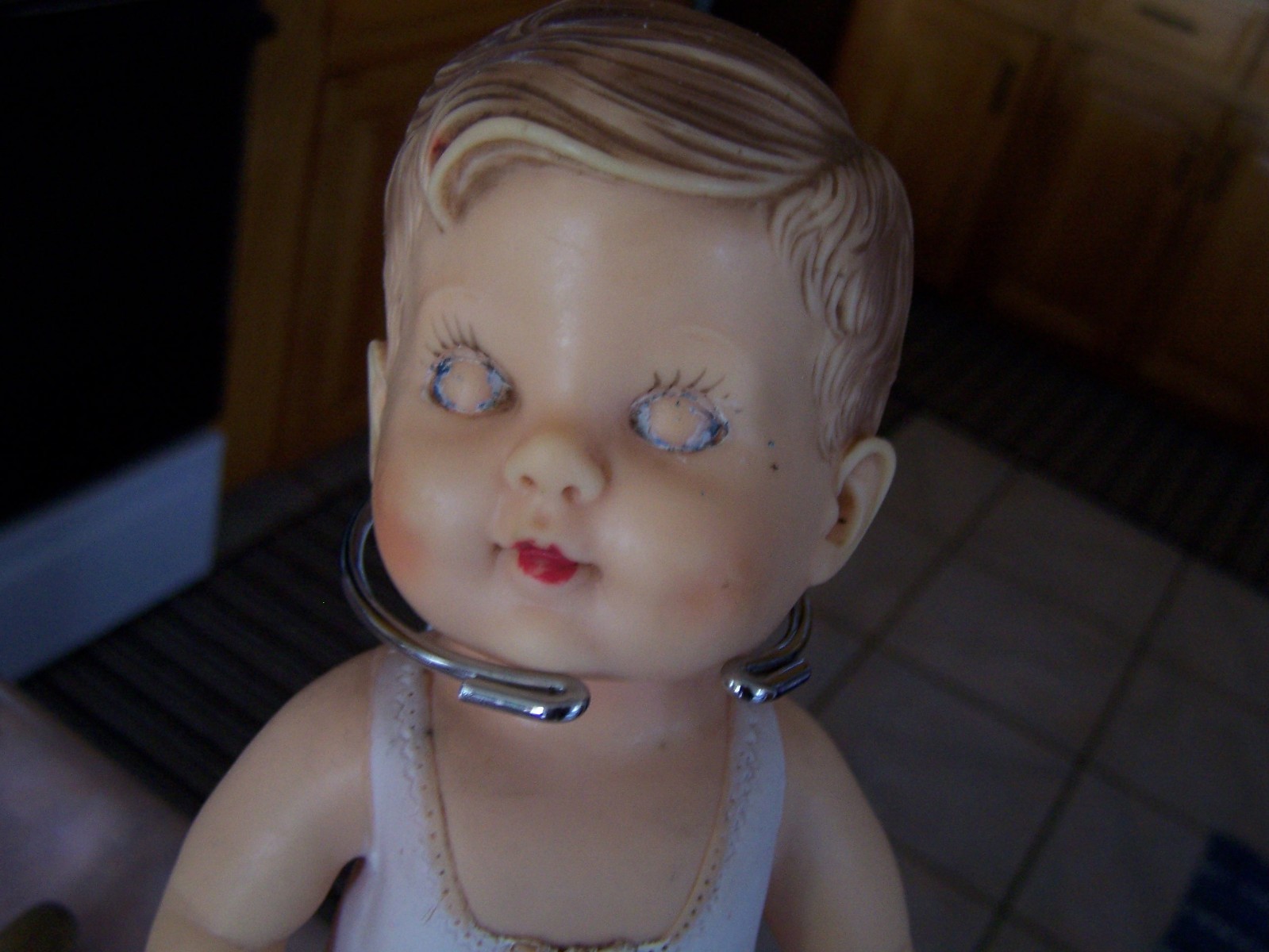 1950's VINTAGE RUBBER Eegee doll molded hair & MOLDED Clothes and shoes