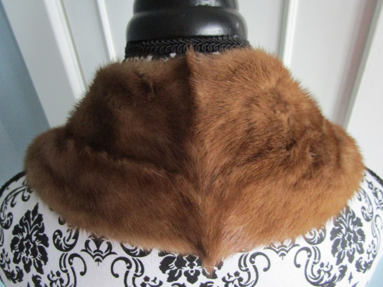 VINTAGE Honey Beige Real Genuine MINK FUR Lined Collar Scarf Jacket Coat