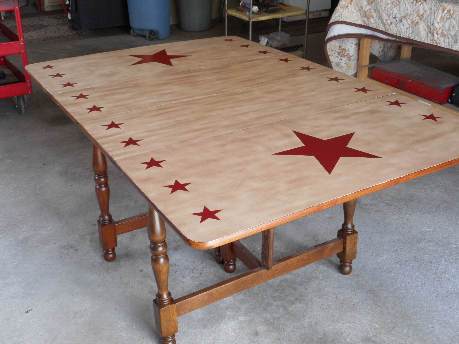 Beautiful refinished hand painted Drop Leaf Table