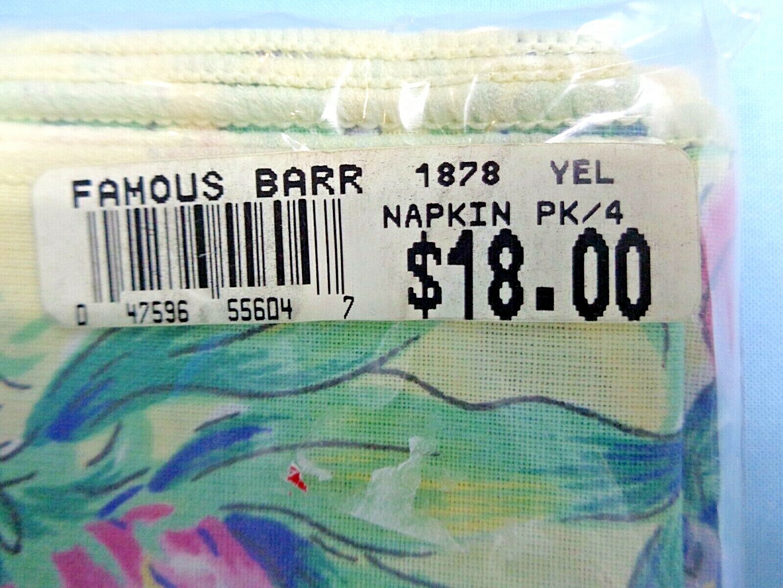 Linen Napkins by Bardwil . New Package of 4 . 17 x 17 . Yellow Floral .