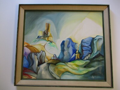 LARGE VINTAGE 1970'S ABSTRACT LANDSCAPE MODERNISM EXPRESSIONISM SURREALISM 