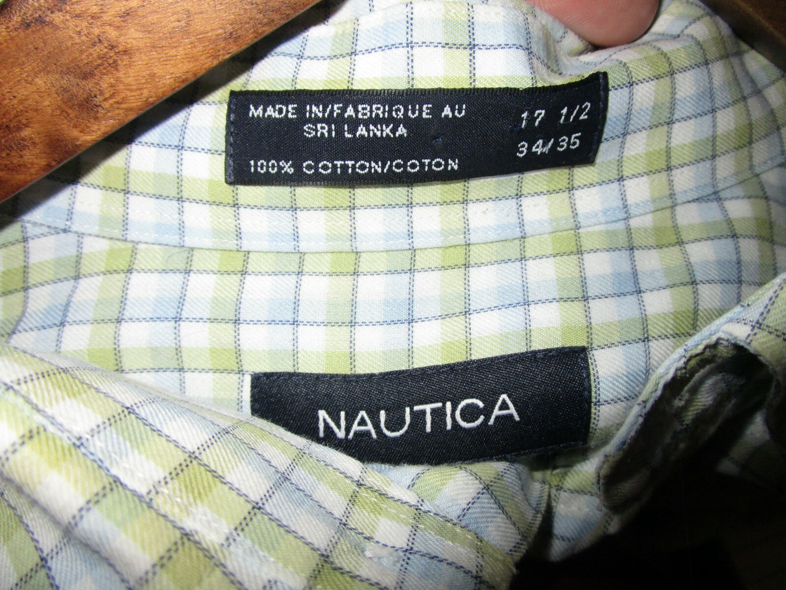 Nautica Men's Windowbox Plaid Long Sleeve Button Down Dress Shirt Size 17.5