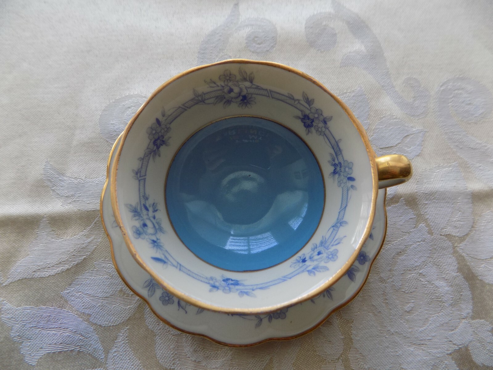 Vintage demitasse Royal Bayreuth Germany blue teacup and saucer