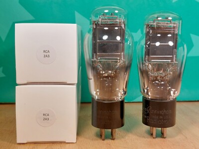 Closely Matched Pair of RCA 2A3 Mono Plate Vacuum Tube from 1930s