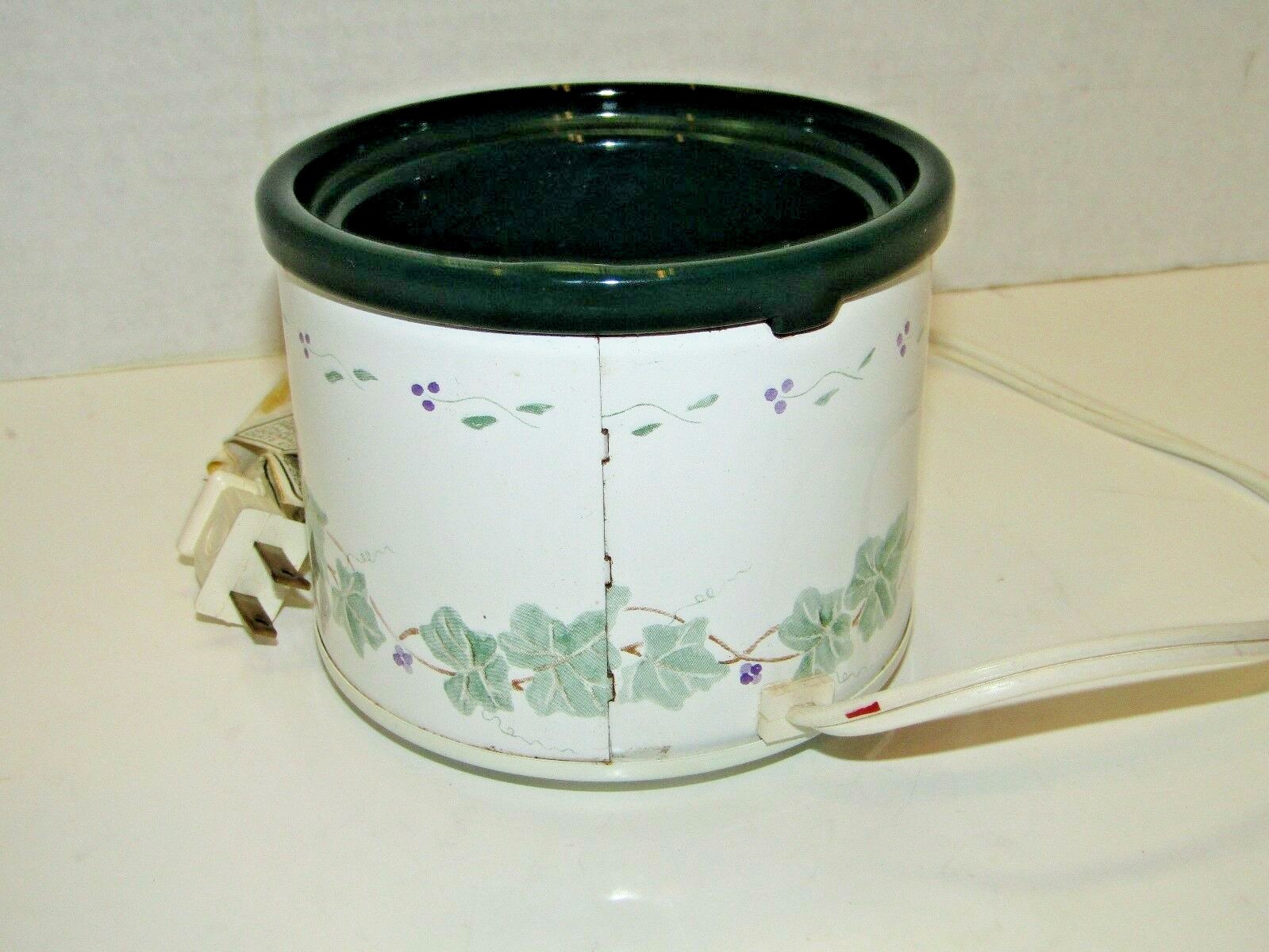 Rival Potpourri Electric Crock Grape Vine Design In Box Tested Works 3206GR