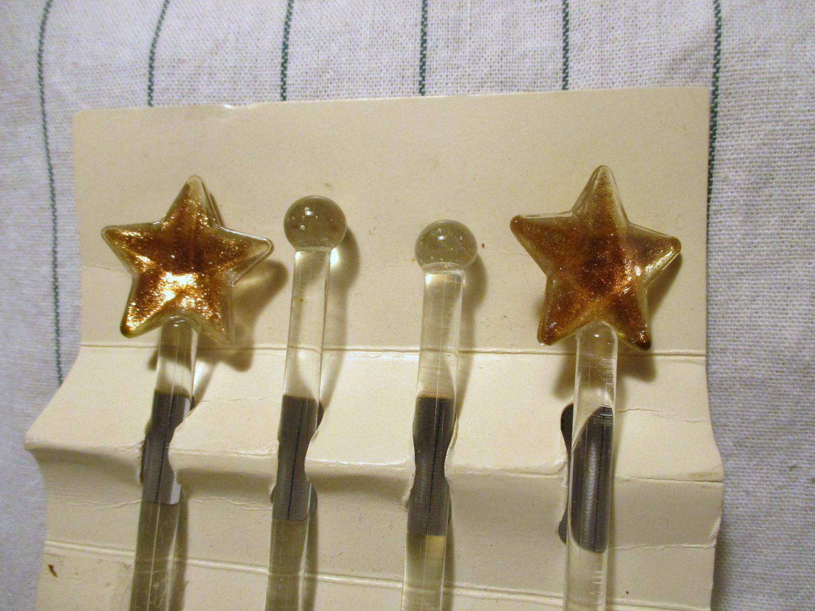 Glass Gold Metalic Star Swizzle Sticks Set of 4  8