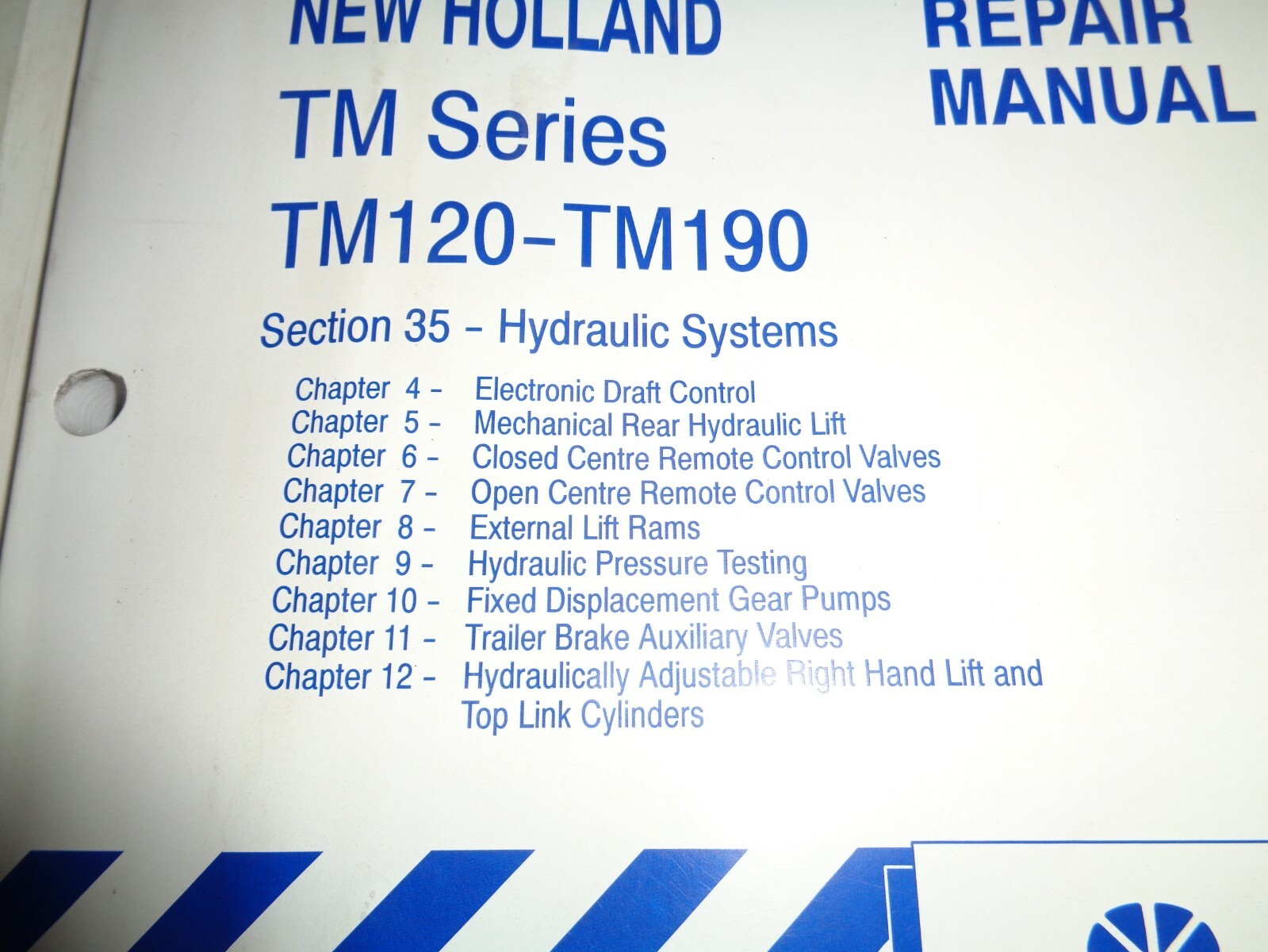 New Holland TM120/130/140/155/175 TM190 Tractor HYDRAULICS BRAKES Repair Manuals