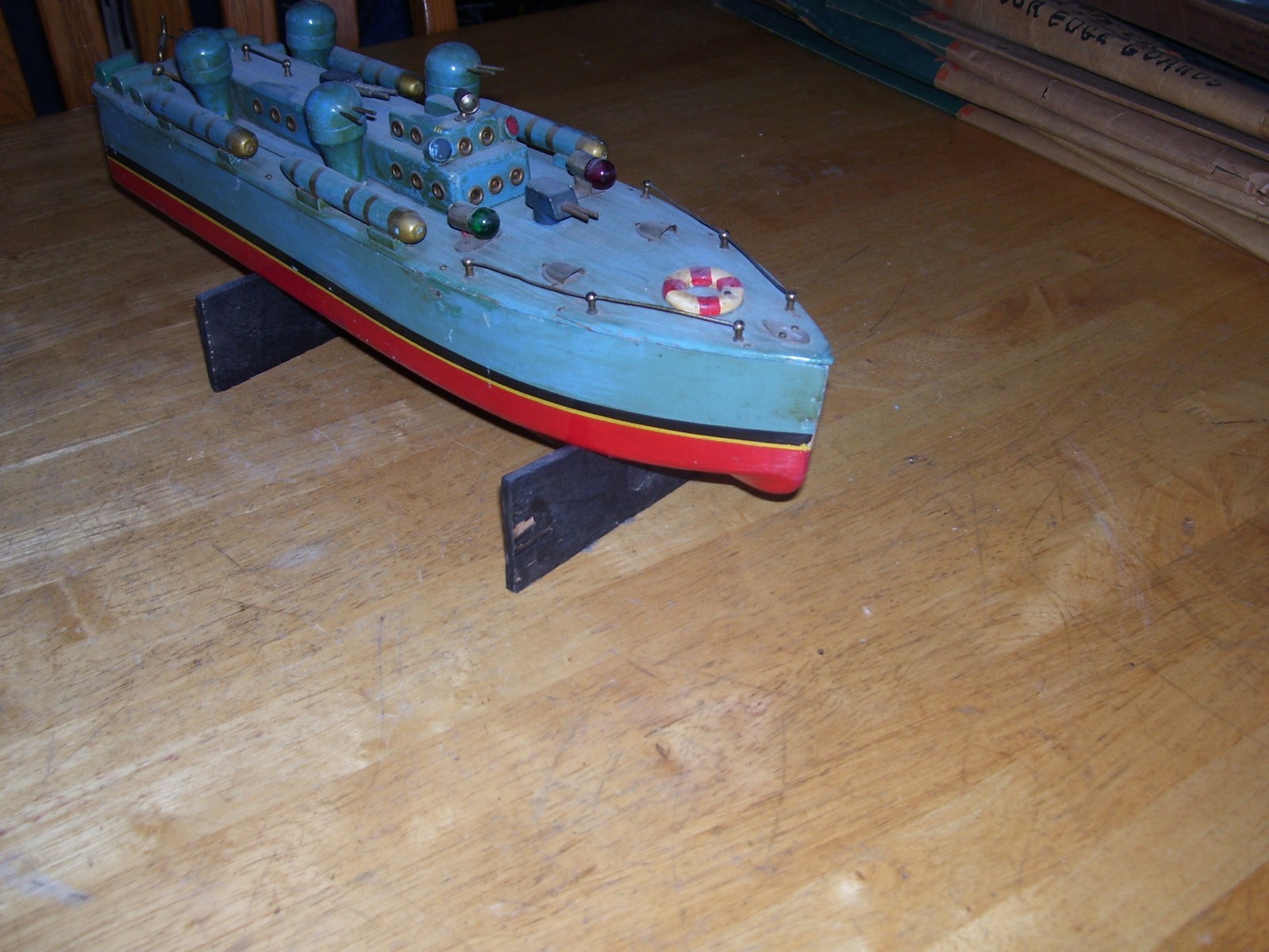 ITO Battle Ship TMY Motor Wooden Destroyer Pond Boat PT US Navy Battery Operated