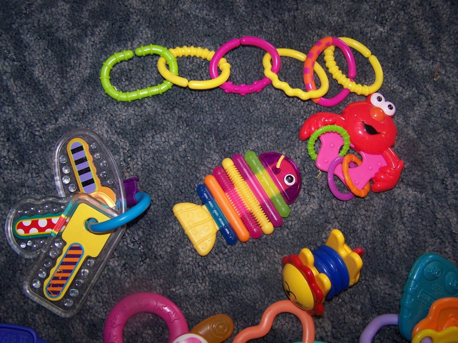 Lot of 7 plus RINGS Rattles Teething Toys Keys Elmo Baby
