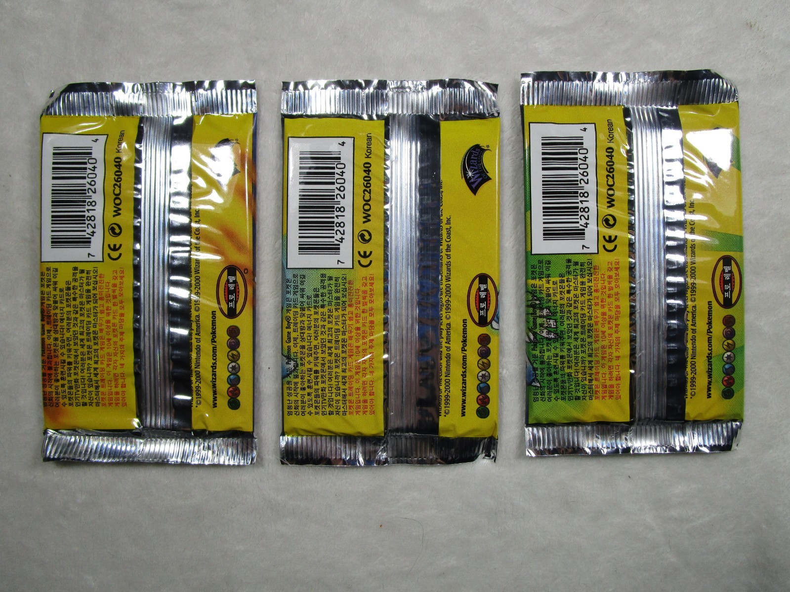 Lot of 3 *WEIGHED* Pokemon Base Set 1st Edition KOREAN Sealed Booster Pack Cards