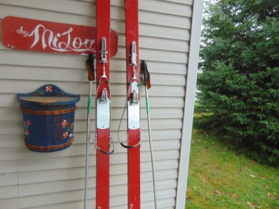 vintage   wooden skis    