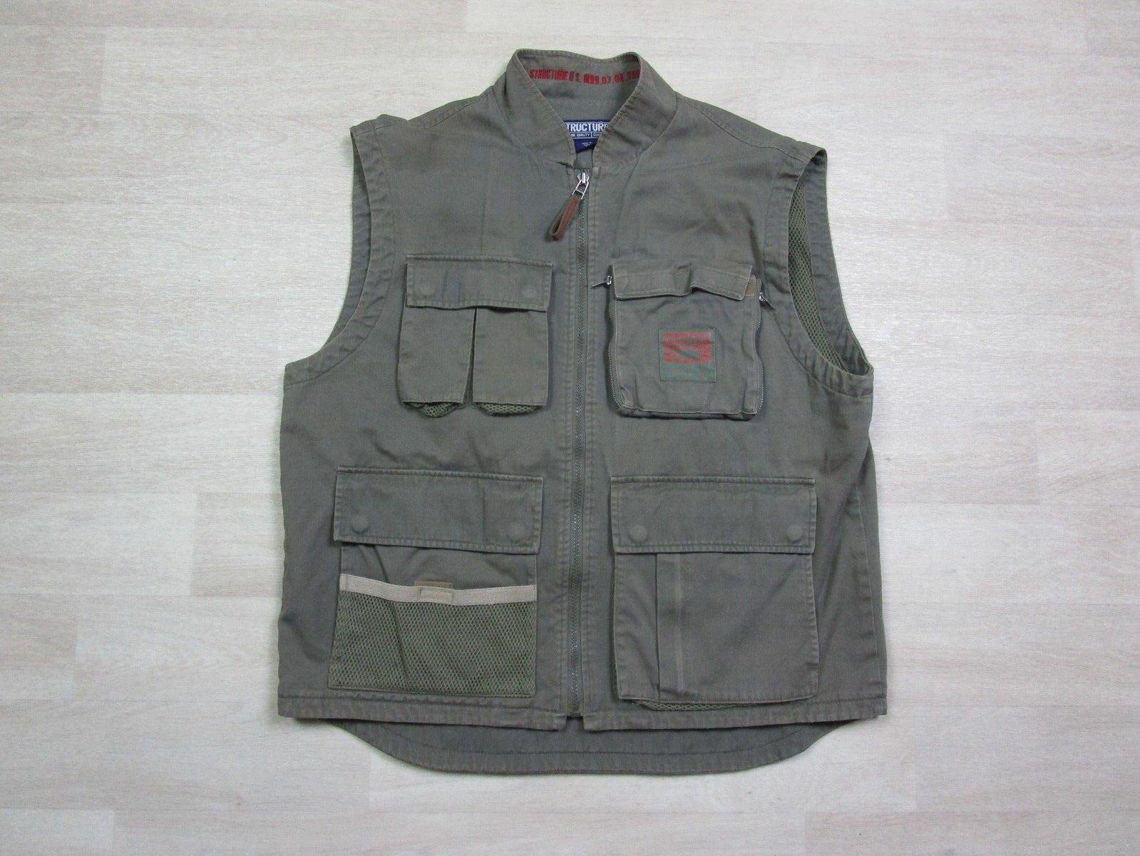 Vintage Utility Vest 90's Cargo Sleeveless Jacket Men Size L