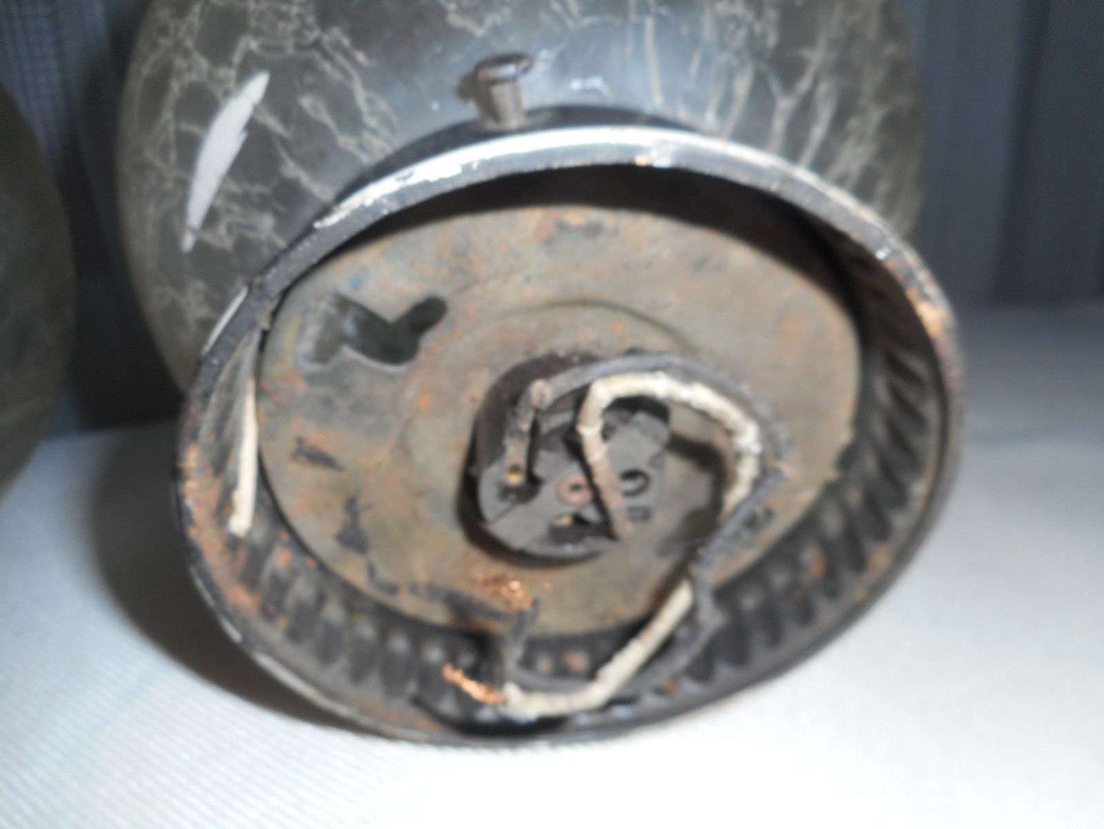 Vintage Crackle Glass Globe Ceiling Porch  Light Fixtures Set of 2 Good conditio