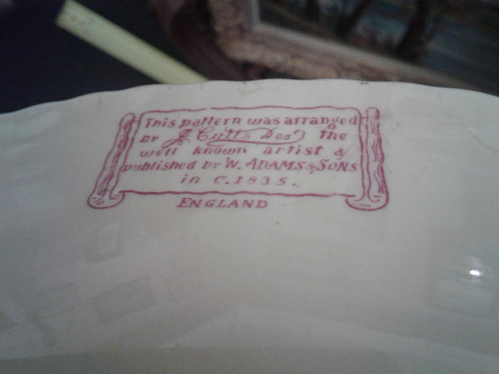 J CUTTS DES PATTERN DESIGNED BY ADAMS AND SON COW PLATTER 1835